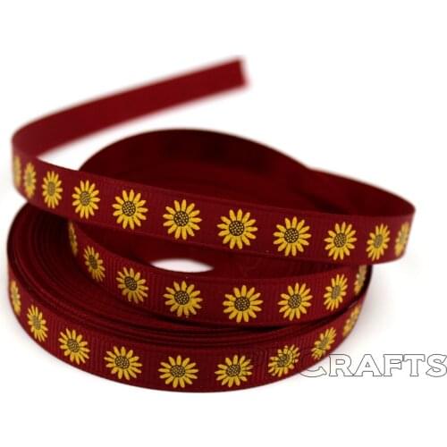 Grosgrain Ribbon Printed Flower 3/8" 9mm 10yards/roll For DIY Kids Packing Bows