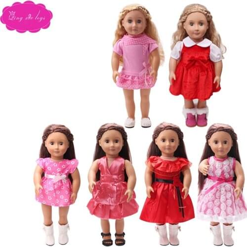 Red series cute doll skirt fit 18 inch Girl doll and 43-cm baby dolls clothing accessories c690-ts55