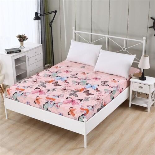 LAGMTA 1Pc 100% Polyester Printed Fitted Sheet Mattress Cover Four Corners With Elastic Bed Sheet