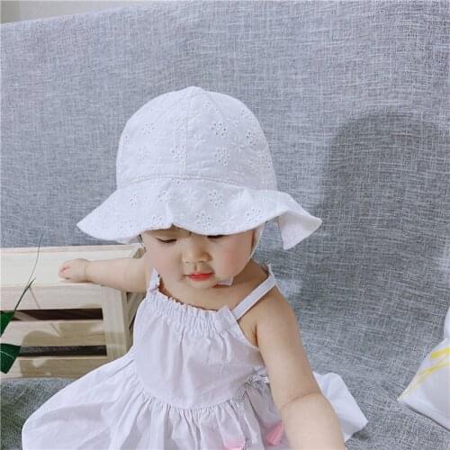 Summer Breathable Baby Sun Hat Cute Flower Baby Girl Beach Hat Outdoor Kids Children Bucket Cap Hollow Infant Baby Caps