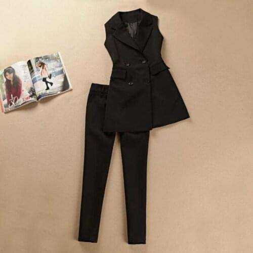Fashion suit vest suit womens temperament Slim vest feet pants two-piece female pioneer suit spring and summer new slim