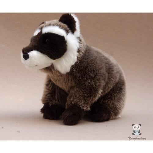 Super Soft Stuffed Animal Toy Children Educational Gifts Real Life Plush Raccoon Dolls Model Present