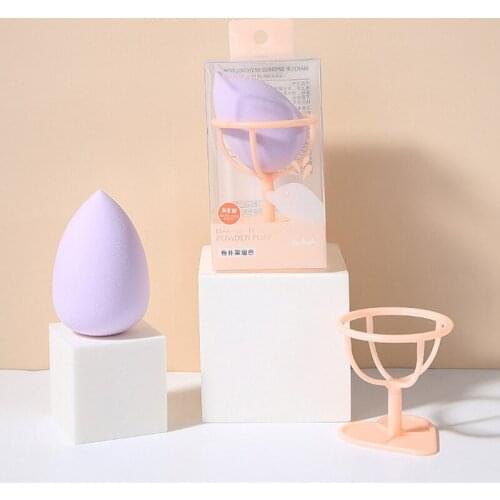 1 Pcs Latex Sponge Puff And Puff Holder Do Not Eat Powder Soak In Water Water Drop Powder Puff Combination Set Maquillaje