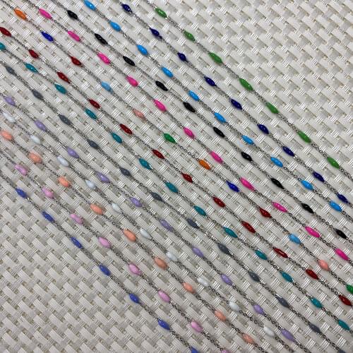 Natural Stone Handmade Chain Colorful Beaded Polished Copper Chain Rosary Necklace DIY Handmade Crafts Necklace Bracelet Making