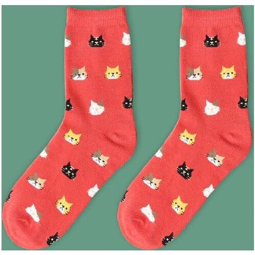 New Fashion Women Lovely Cute Cat Socks Animal Cartoon Cotton Socks 5 Colors 1 Pair