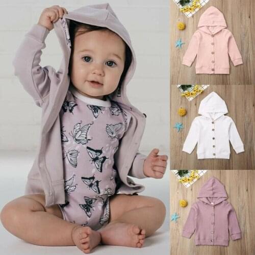 New Cute Kid Baby Girl Knitted Cardigan Coat Autumn Winter Warm Long Sleeve Hooded Coat Top Casual Baby Girl Clothing Coats
