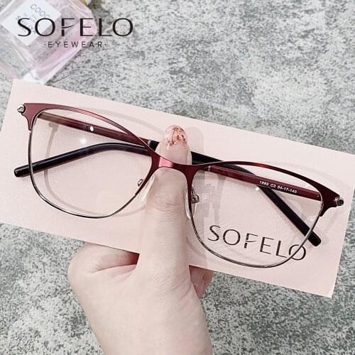 Myopia Prescription Glasses Frame Women Fashion Optical Eyeglasses Frame Female Red Stainless Steel Spectacles Frame Brand New