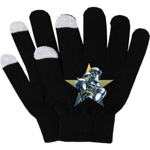 Anime JoJos Bizarre Adventure Gloves Warm Finger Cotton Gloves Hand Warmer for Touch Screen Smart Phone Female Gloves