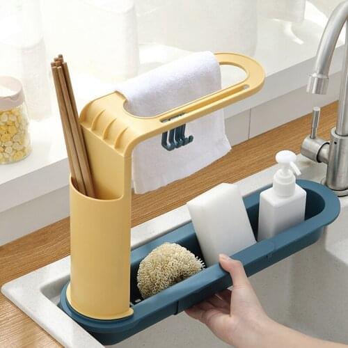 Kitchen Sink Shelf Sponge Drain Rack Chopstick Rag Storage Stand Hanger Telescopic Sink Holder Filter Basket Kitchen accessories