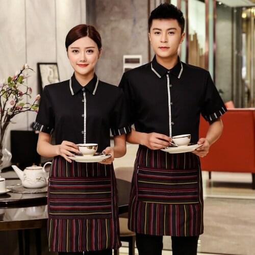 Hotel Work Clothes Womens Waitress Short Sleeves Summer Uniform Chinese Restaurant Catering Hot Pot Shop Waiter Overalls H2219