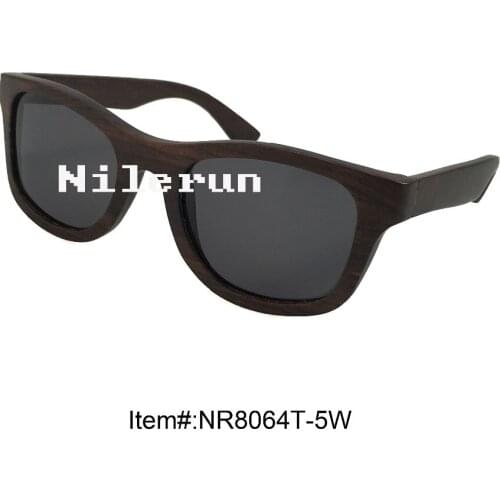 Handmade ebony wood sunglasses with gray polarized lens