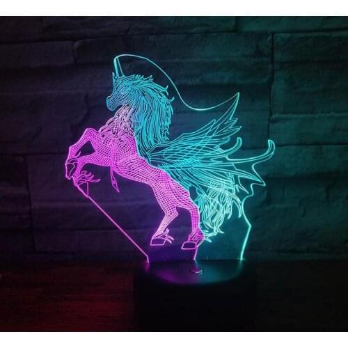 Horsehead led 3d Colorful Nightlight Creative Visual Touch 3d lamp Party Decoration Christmas decorative lights