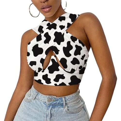 Tie Dye Cutout Tops Criss Cross Womens Tank Sexy Sleeveless Front Crop Tops Party Club Streetwear Summer Lady Bustier Tops y2k