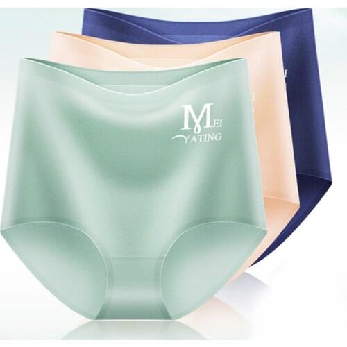 Panties High Waist Women Underwear Sexy Seamless Soft Comfort Silky Girls Breathable Abdomen Lingerie Solid UltraThin Briefs