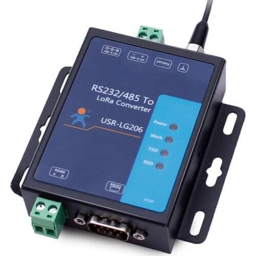 USR-LG206-H-P Serial RS232 RS485 to LoRa Converter Server Device Point Transmitter for Smart Metering Oil Field Agriculture