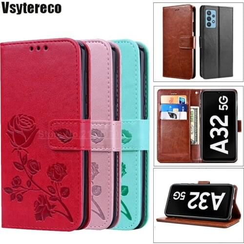 Vingtage Leather Cover For Samsung Galaxy A02 A72 A32 A52 4G 5G Wallet Women Case For Telefoontasje Samsung A32 5G SM-A326B Etui