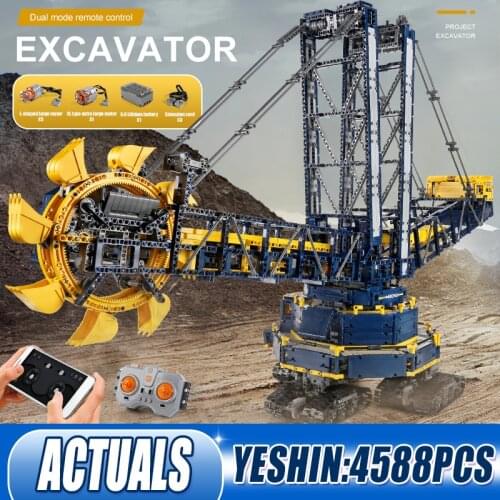MOULD KING 17006 High-Tech Remote Control Truck The Bucket Wheel Excavator MOC 42055 Building Blocks Bricks Kids Christmas Gifts