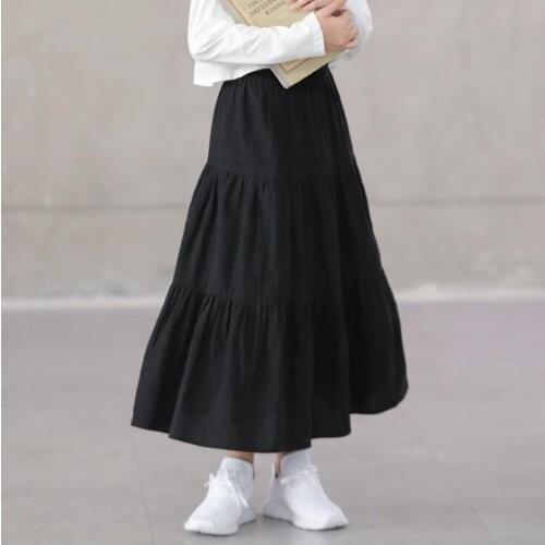 Girls Skirt Autumn Winter Baby Girls Black Cotton Long Skirts Teenage Girl Skirt Children Clothing 6 8 10 12 14Year