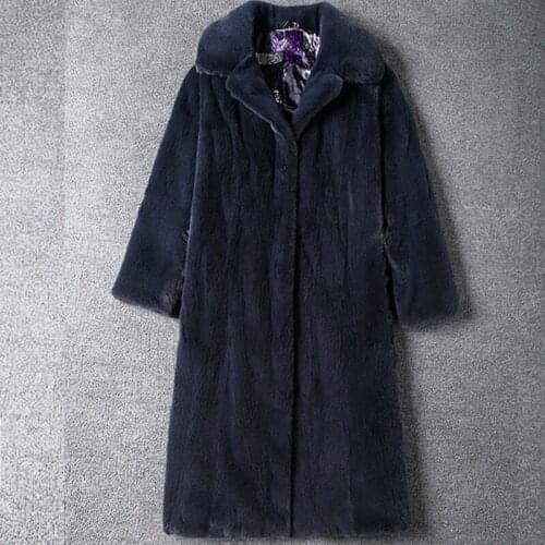 2021 Big Brand women length 110cm 100% natural import mink fur coat style lady high quality Imported winter fur coat
