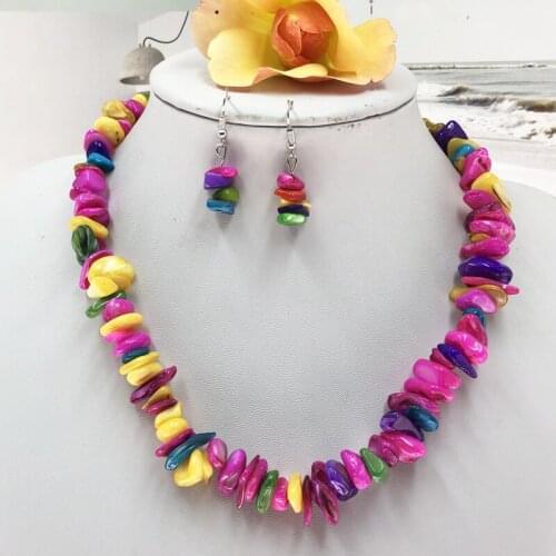 Fashion Multi-Color Bohemian Jewelry Set Nature Stone Necklace and Earrings Set for Women 2 Colors Available Wholesale Accessory
