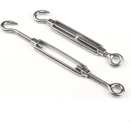 10PCS/lot 304 Stainless Steel M8 Hook Eye Wire Rope Tensioner Marine Rigging Hook Eye Turnbuck