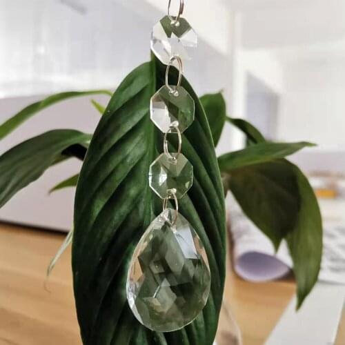 10pcs/lot 38mm Clear Crystal Pendants For Chandelier Glass Lighting Lustre de Cristal Lamp Parts With 3 Octagon Beads