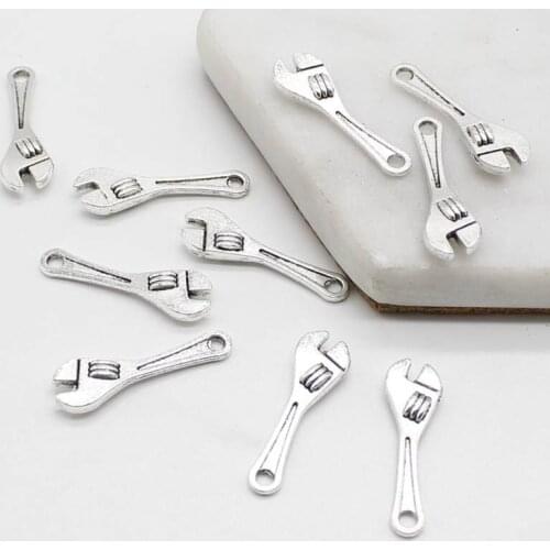 12pcs hot sale antique silver charm tool wrench jewelry pendant zinc alloy DIY bracelet necklace accessories / pendant