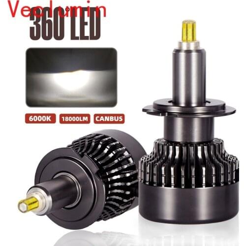 2PCS Turbo Led H7 Canbus Car Headlight Bulbs H1 H8 H11 H16 9005 9006 9012 LED Lamp 12V 6000K 18000LM 360 Degree Mini Diodes