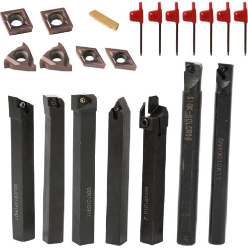 21PCS Multifunctional Solid Carbide Inserts Holder Boring Bar With Wrenches For Lathe wood Turning Tools lathe tool holder