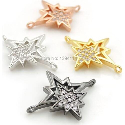 23*19*3mm Micro Pave Clear CZ Overlapping Of Octagon Connectors Fit For Men And Women Making Bracelets Jewelry