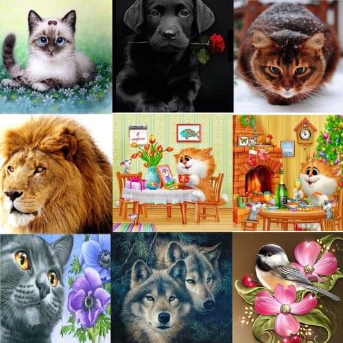 40/50/60 Diamond painting 5D Full Square embroidery mosaic Cross Stitch animal DIY Wall Sticker home Decoration Christmas Gift
