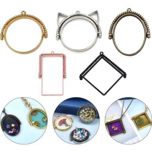 5pcs/Lot Open Bezel Alloy Pendants Fit DIY UV Rsin Epoxy Resin Jewelry Making Pressed Flower Handmade Jewelry Accessories
