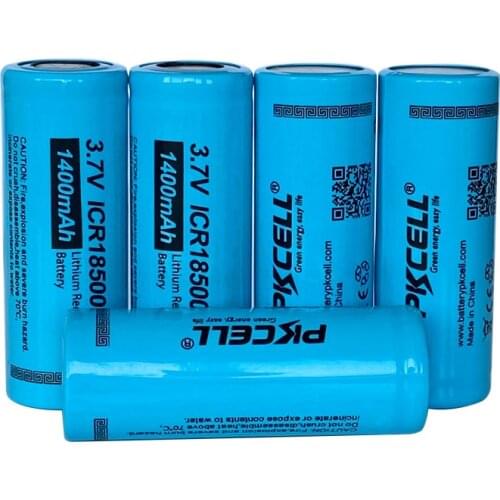 8PCS PKCELL 3.7V Li-ion Rechargeable Battery 18500 1400mAh ICR18500 18500 Battery 18.3*49mm for torch ,led lights,headlight