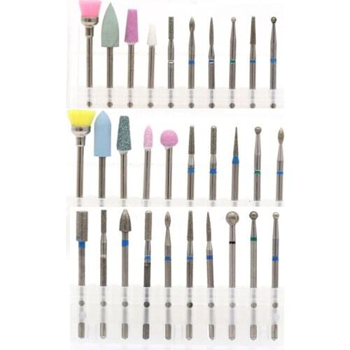 10pcs/set Diamond Nail Drill Bits Rotary Bur Cuticle Tiny Head Electric Mills Cutter Manicure Machine Nail File Polish Tools