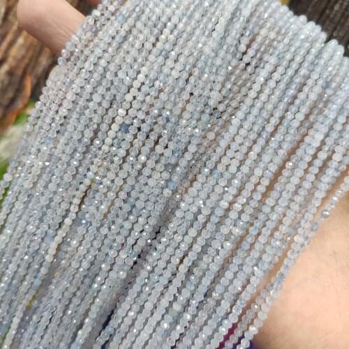 Natural Top Level 2-4mm Minerals Faceted Aquamarines Stone Beads For Jewelry Making DIY Bracelet Necklace Women Gifts 15inch
