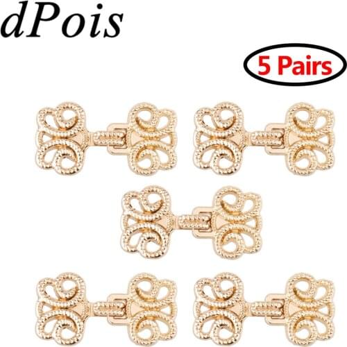 5Pairs Collar Brooch Cloak Cape Clasp Fasteners Hook and Eye Retro Flower Decorative Cardigan Clip Sewing Buttons on Clothes