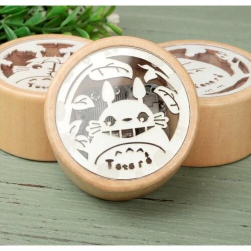 Wooden Round Totoro music box