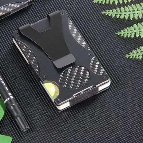 RFID Carbon Fiber Credit Card Holders Outdoor EDC Metal Wallet Men Women Mini Rfid Blocking Bank ID Cardholder Anti Protect Clip