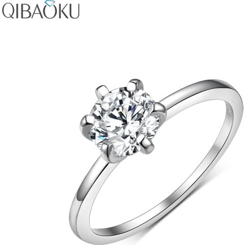 Classic Petite Moissanite Solid 14k White Gold Engagement Ring for Women with Center Round Moissanite Jewelry Wedding Rings