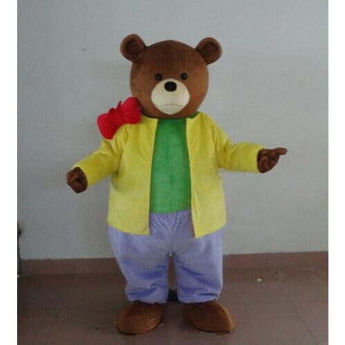 Halloween Yellow Bear Mascot Costume Cosplay Outfits Clothing Carnival Adults