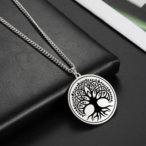 LIKGREAT Tree of Life Necklace Men Women Peace&Love Kabbalah Pendant Supernature Stainless Steel Vintage Gothic Wicca Jewelry