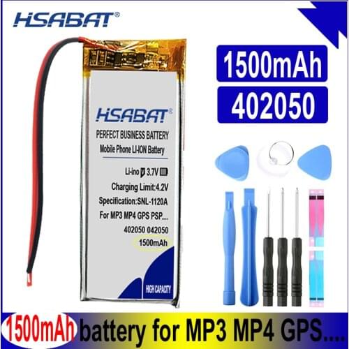 HSABAT 402050 042050 382250P 1500mAh Lithium Polymer Battery for Tachograph Bluetooth Speaker Toy Car DVR MP4 MP3 MP5 Batteries