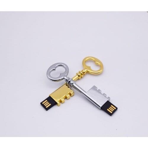 Usb Drive2.0 Metal New Arrival Over 10 Pcs Free Logo Pendrives 4gb 8gb 16gb 32gb Usb Flash Drive Key Shape for Wedding Bulk Gift