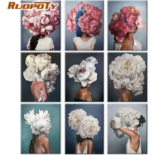 New arrival DIY Painting By Numbers Flower Girl Coloring By Numbers HandPainted Kits Drawing Canvas Pictures Figure Home Decor