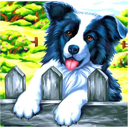 Animal Border Collie DIY 11CT Embroidery Cross Stitch Kits Craft Needlework Set Printed Canvas Cotton Thread Home Sell
