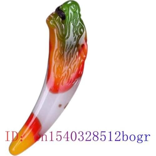 Jade Wolf Tooth Pendant Necklace Gifts Color Women Charm Carved Amulet Jewelry Jadeite Chinese Natural Double-sided Men Fashion