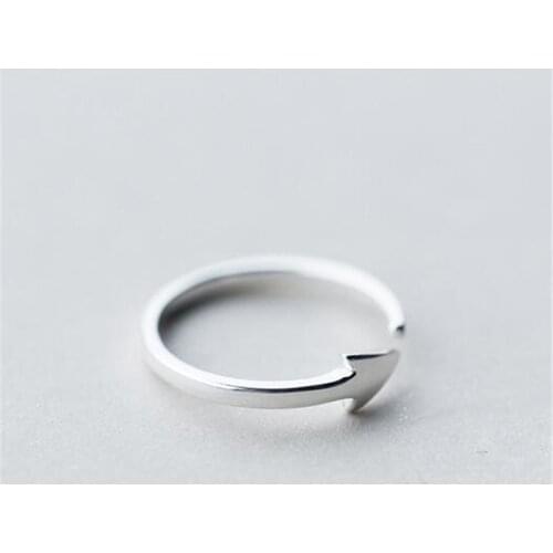 New Simple Popular Fashion Arrow 925 Sterling Silver Jewelry Not Allergic Triangle Single Geometric Women Opening Rings SR608