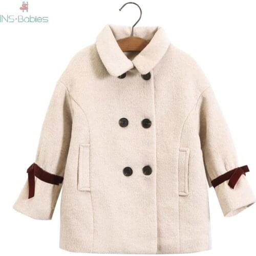 Girl Woolen Coat New Autumn Children Coat For Girls 2020 pink long sleeve Kids Winter Wool Coat Girls Kids 4y-8y jacket infants