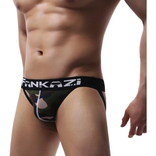 Sexy Men Underwear Jockstraps Camouflage Sexy Jocks Bikini G-strings Camo Men Thong Cuecas Low Waist Gay Penis Pouch Panties