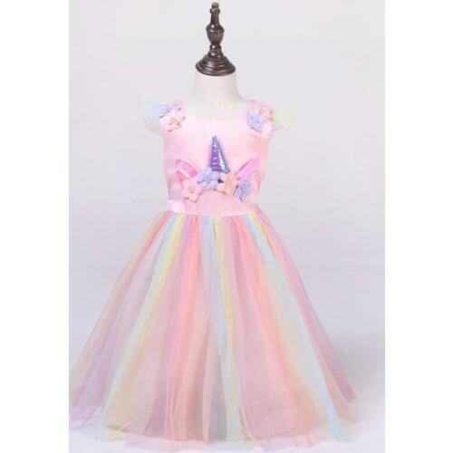 2-8 Years Baby Girls Dress Unicorn Childrens Party Dress Christmas Dress Princess Dress KF597